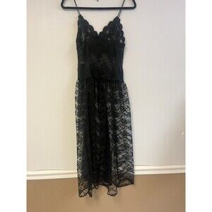 Vtg Victoria's Secret Gold Label Sheer Black All Over Lace Midi Dress Whimsigoth